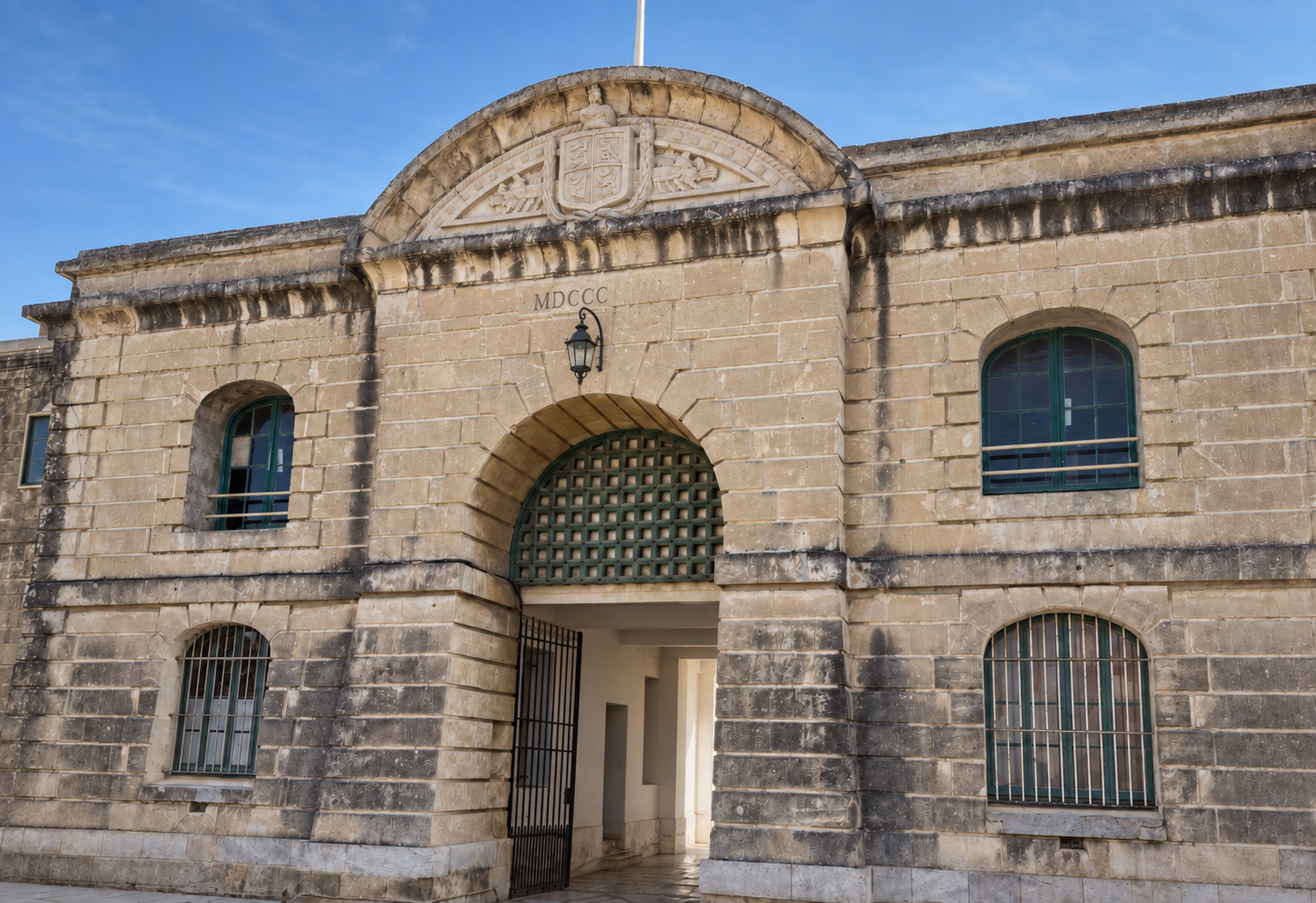 AI-retouched period concept of Kordin’s prison entrance, with an antique lantern and modern wires and neighbouring details removed